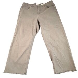 J. Jill Denim High Rise Straight Leg Crop Jeans Gray Sage Raw Hem Womens 18R